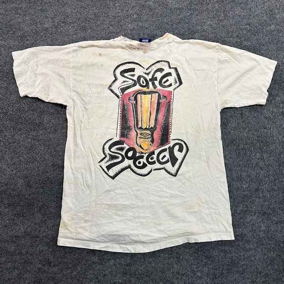Umbro Other - Umbro T-Shirt Mens Size L White Vintage Soccer Graphic USA Made Distressed